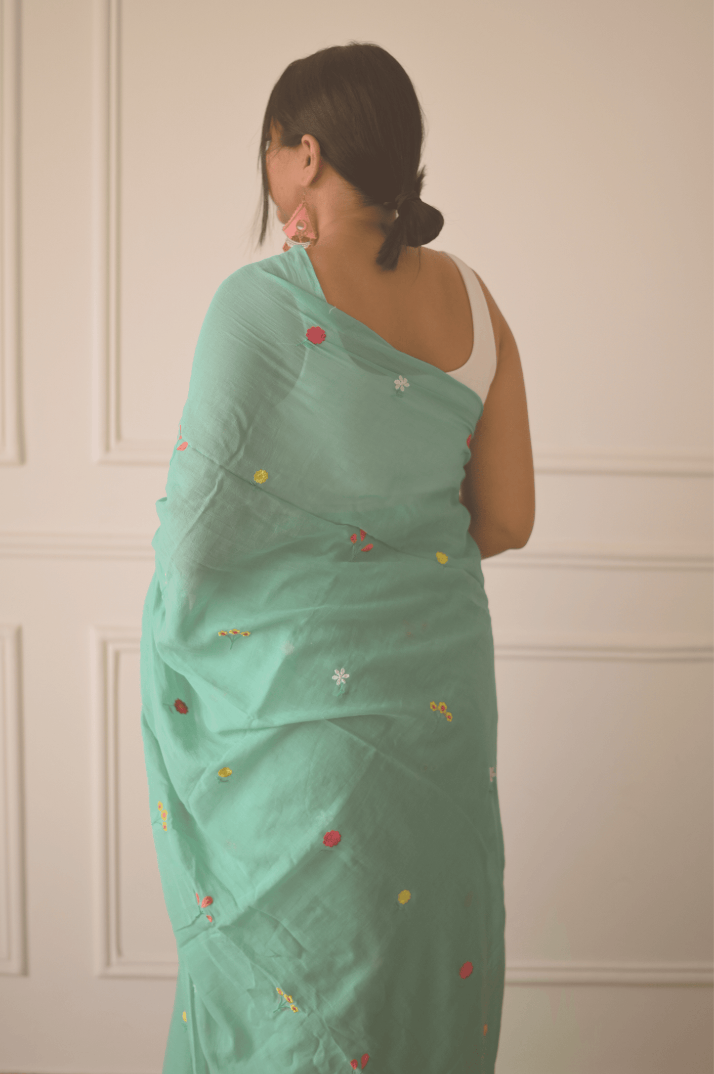 Gardenalia Aqua Mul Saree - Mayin India
