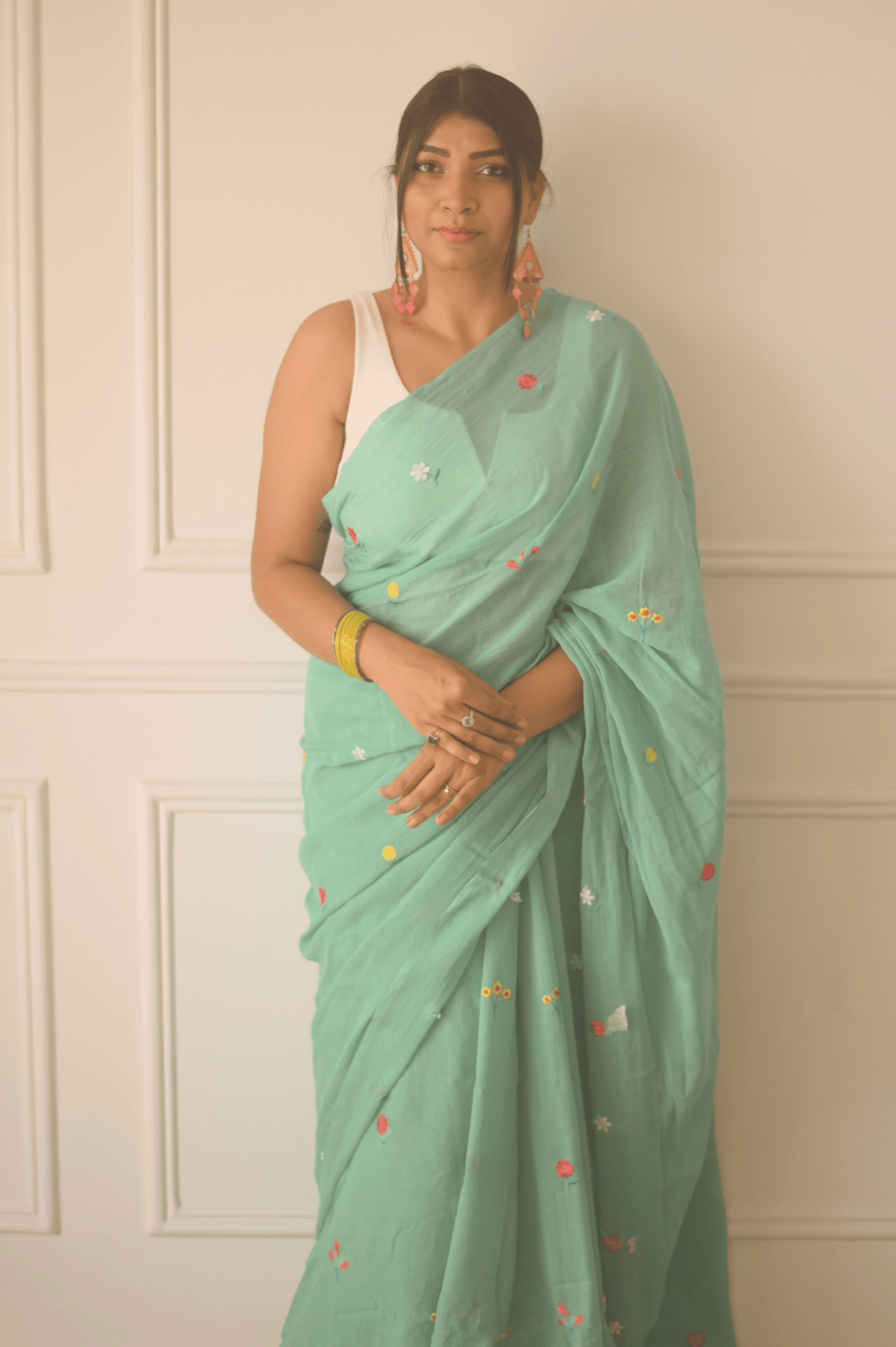 Gardenalia Aqua Mul Saree - Mayin India