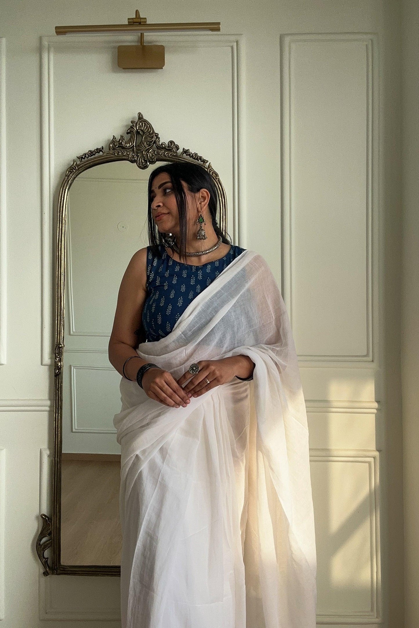 Vanilla Mousse Mul Saree - Mayin India