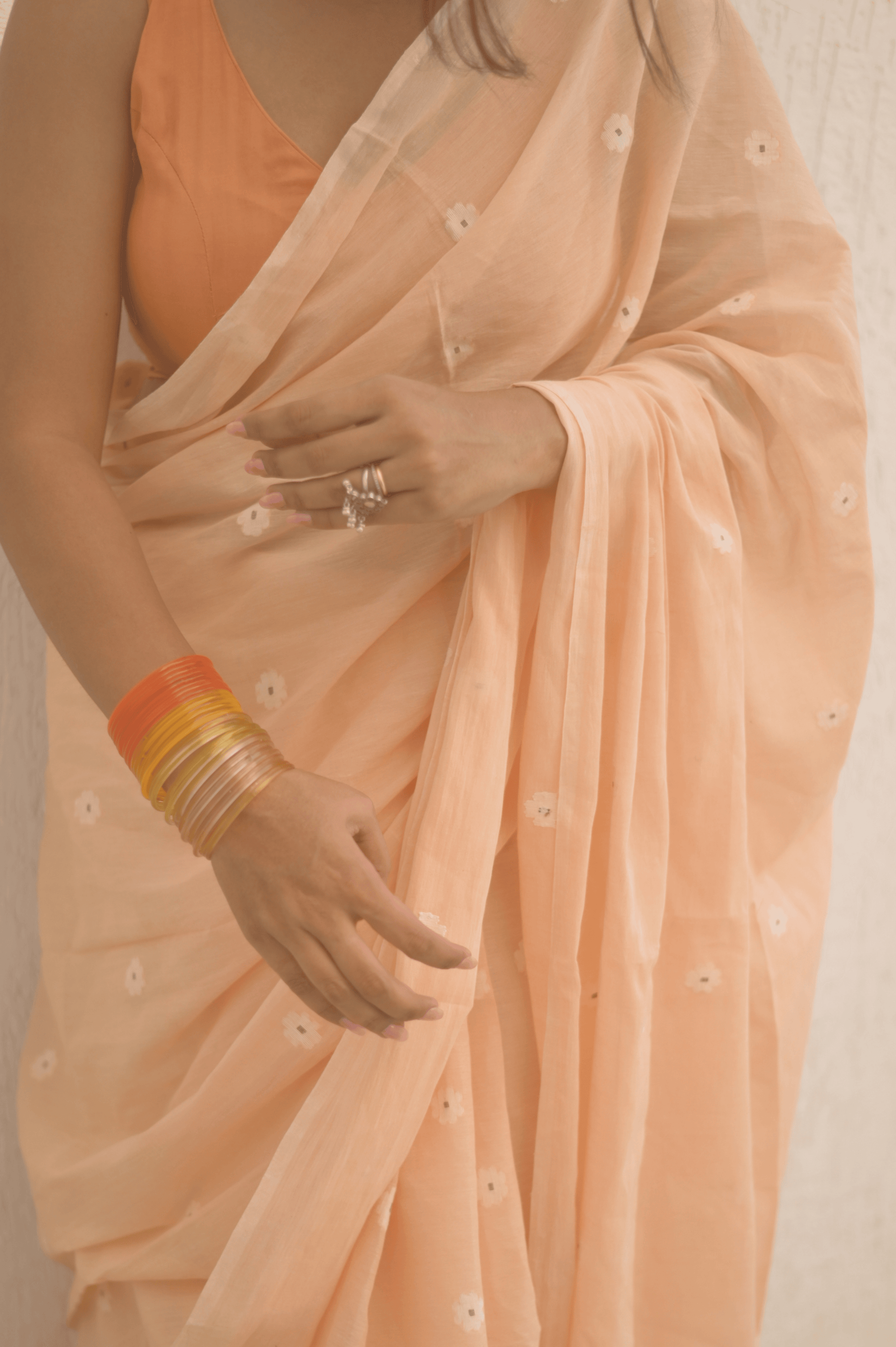 Cinnabar Jamdani Saree - Mayin India