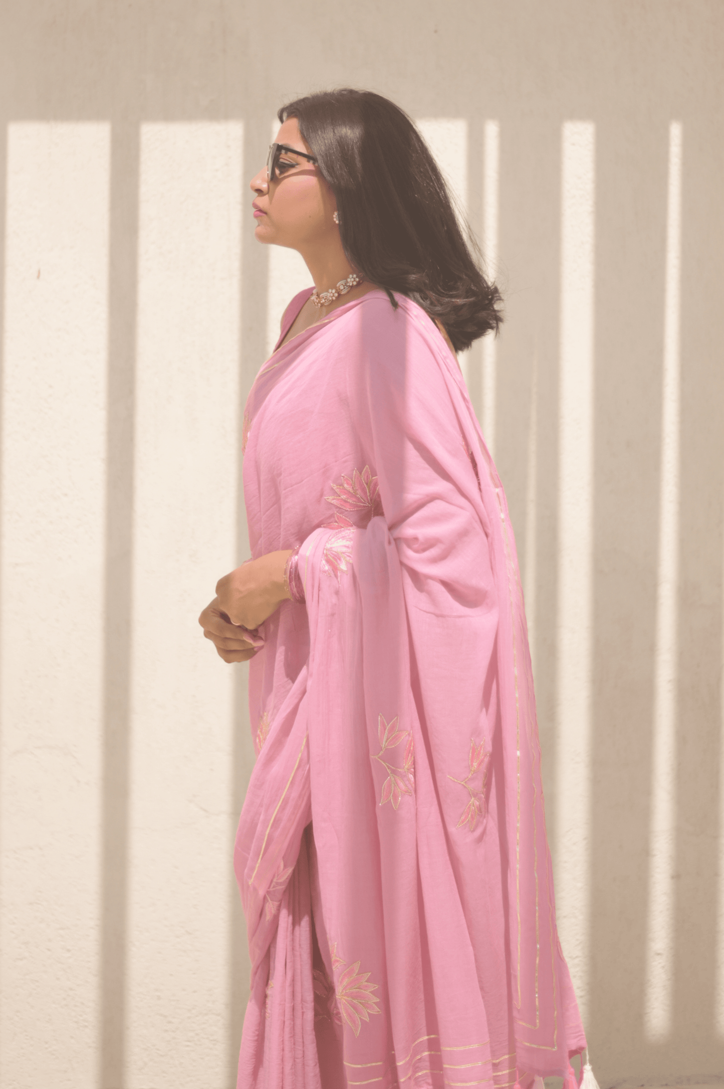 Mauve Kiss Mul Saree - Mayin India