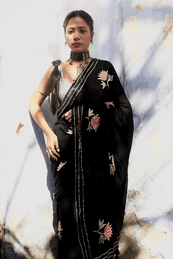 Onyx Chic Mul Saree
