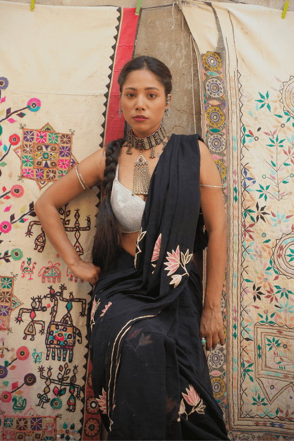 Onyx Chic Mul Saree