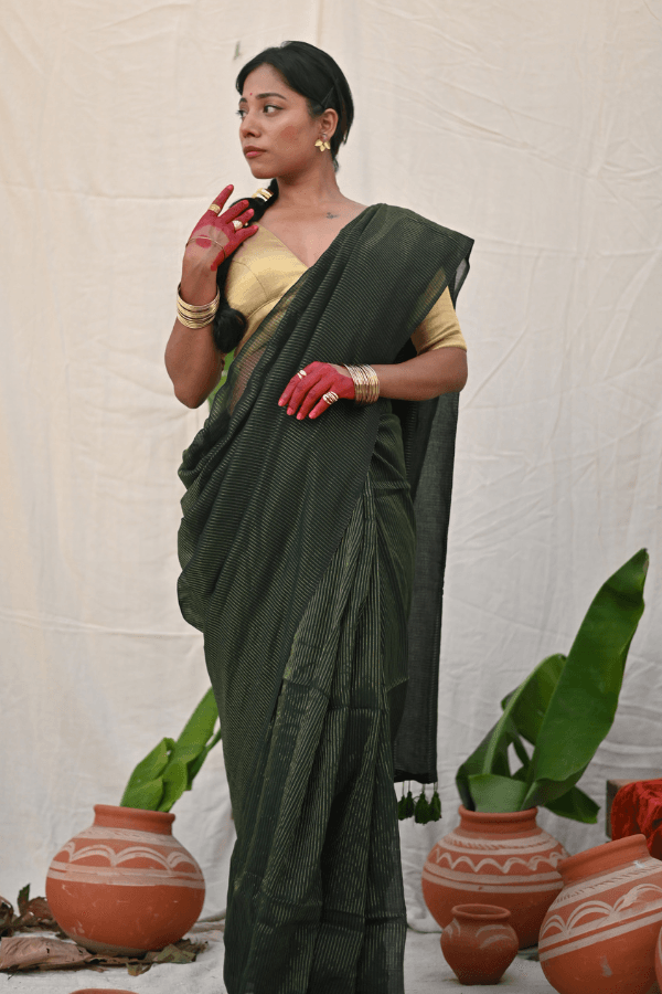 Emerald Zari Mul Saree