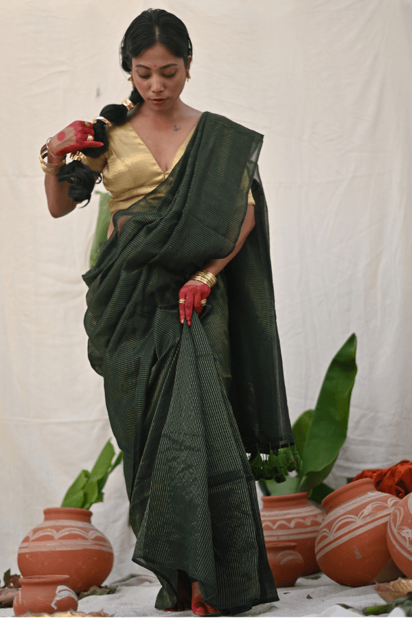 Emerald Zari Mul Saree