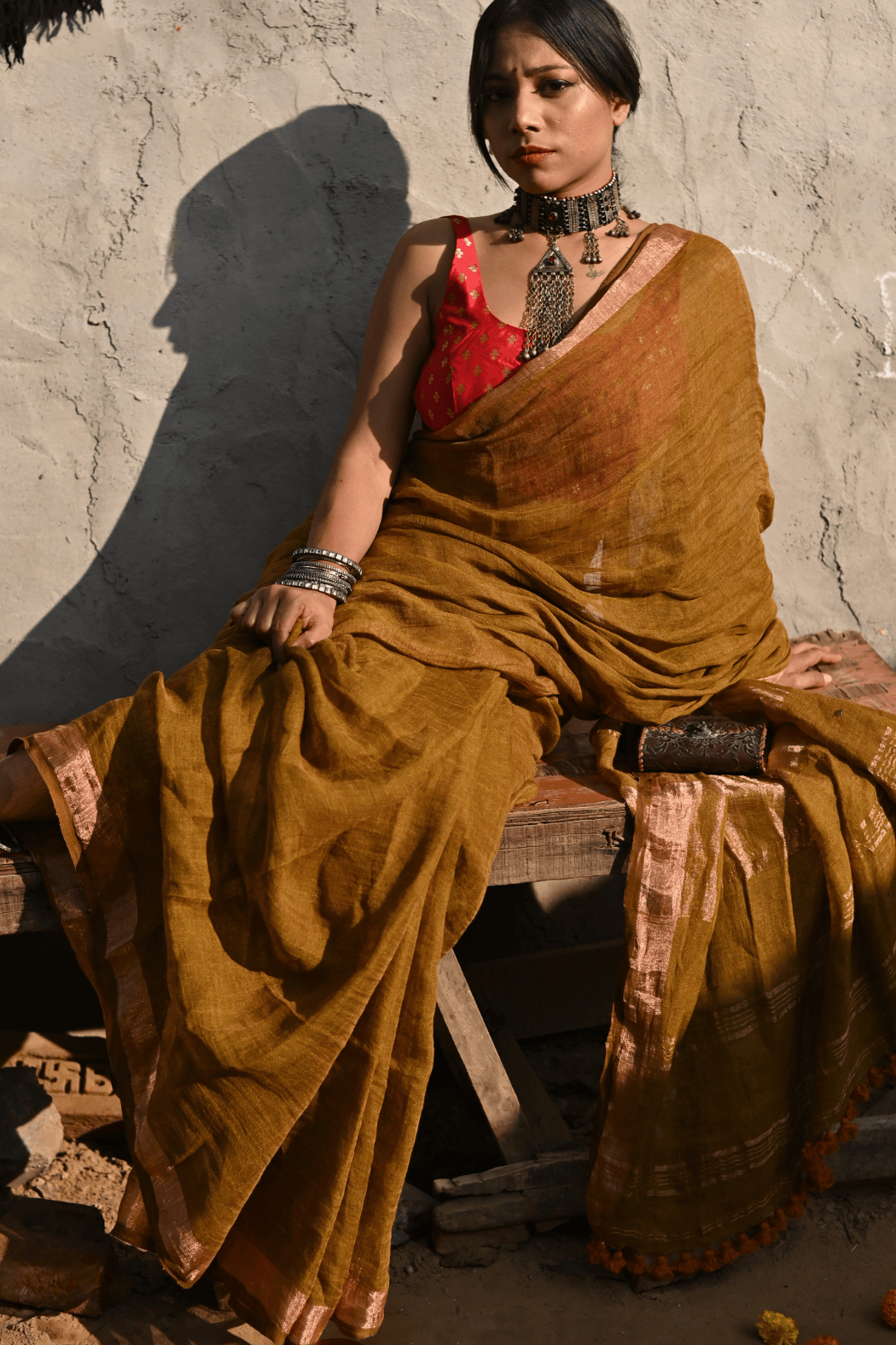 Sand Handloom Linen Saree