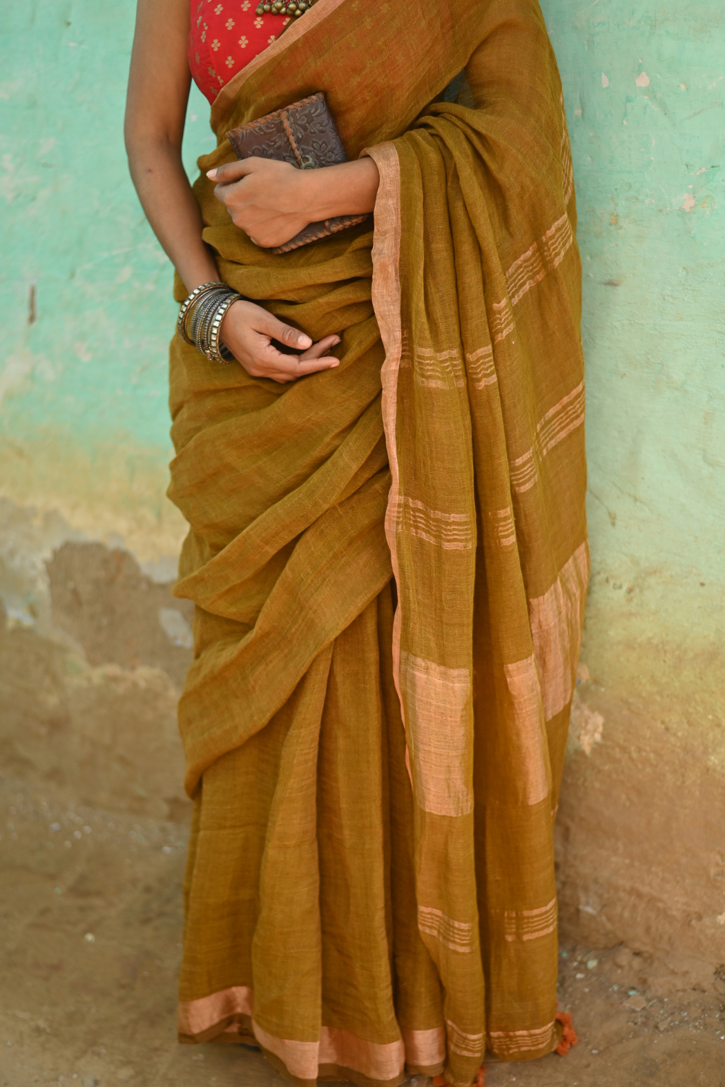 Sand Handloom Linen Saree