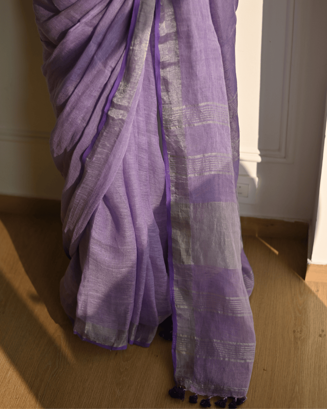 Amethyst Handloom Linen Saree