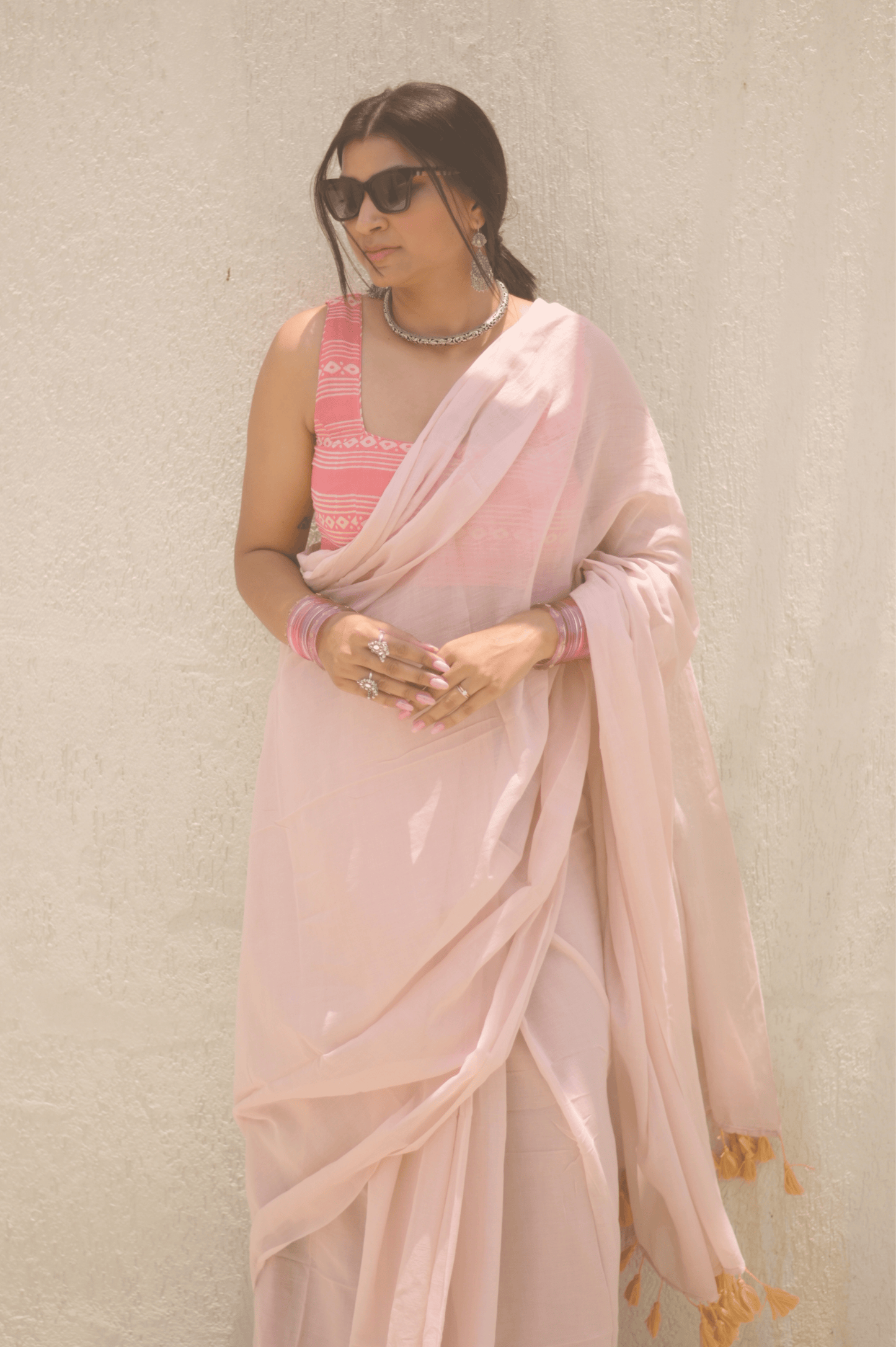 Tea Rose Mulmul Saree - Mayin India