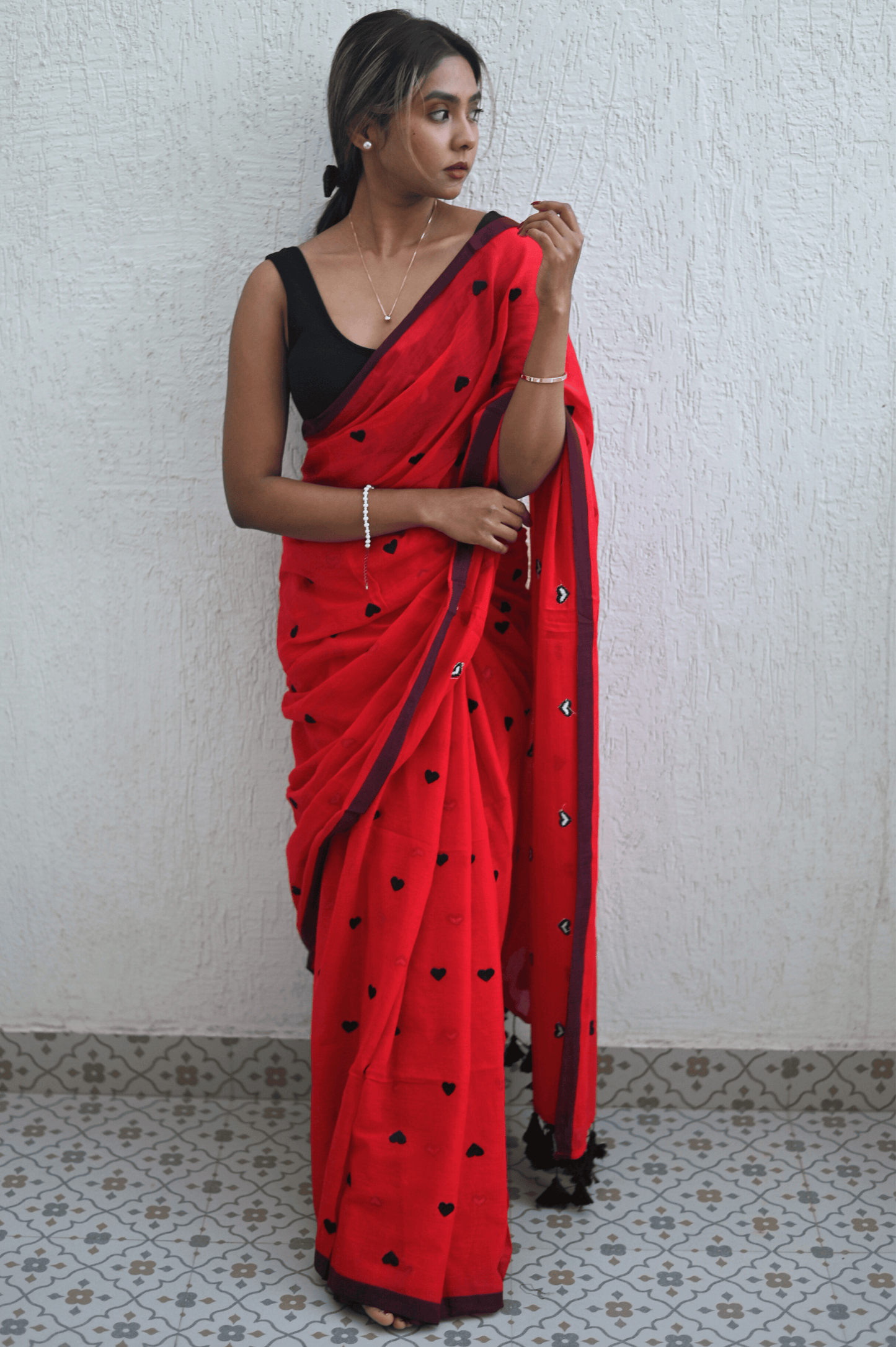 Red Heart Mul Saree