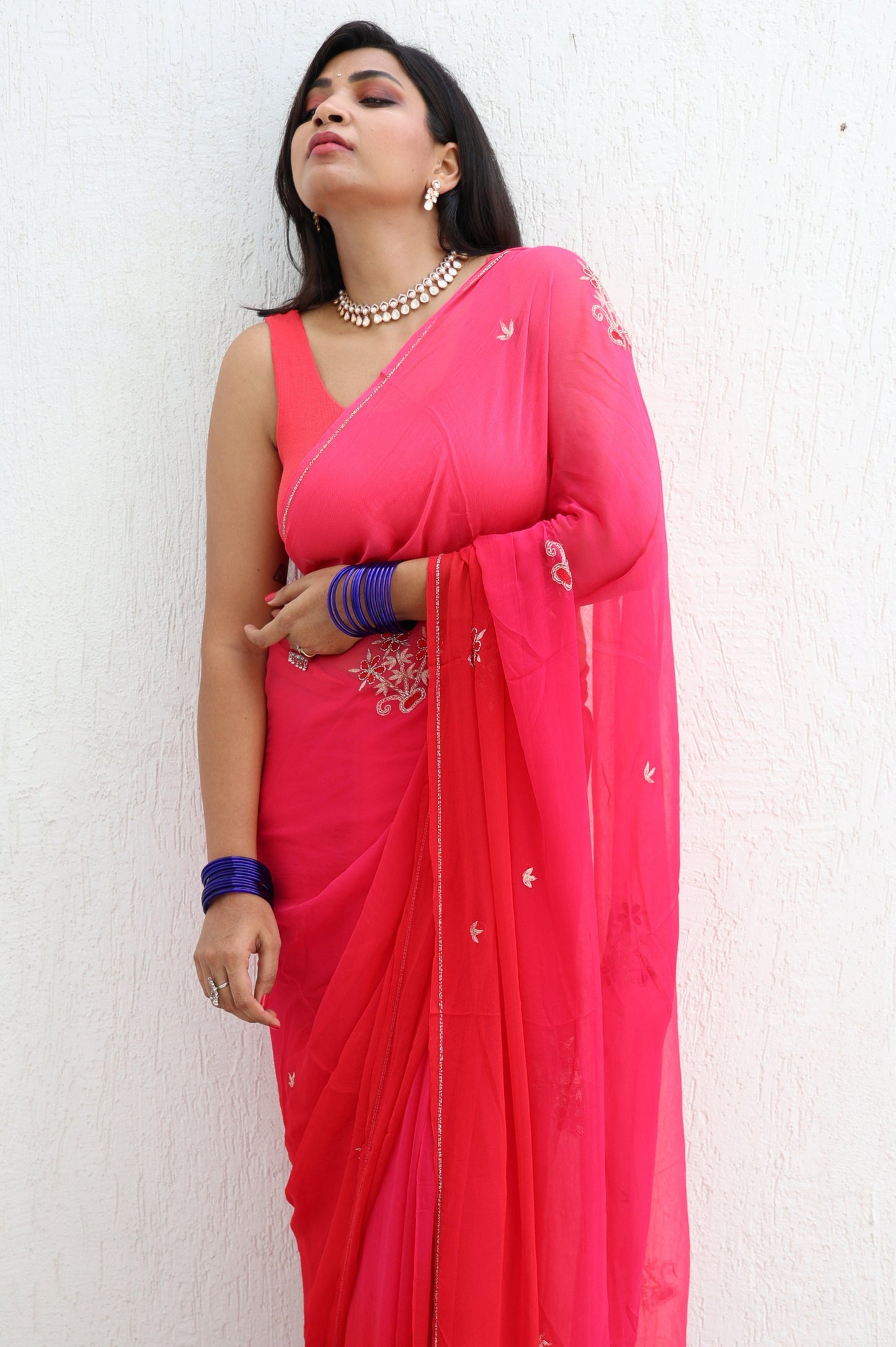 Pehla Pyaar Pure Handembroidered Chiffon Saree
