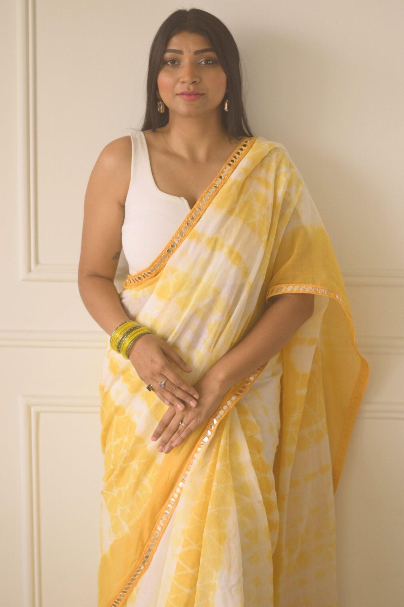 Alphonso Shibori Mul Saree - Mayin India