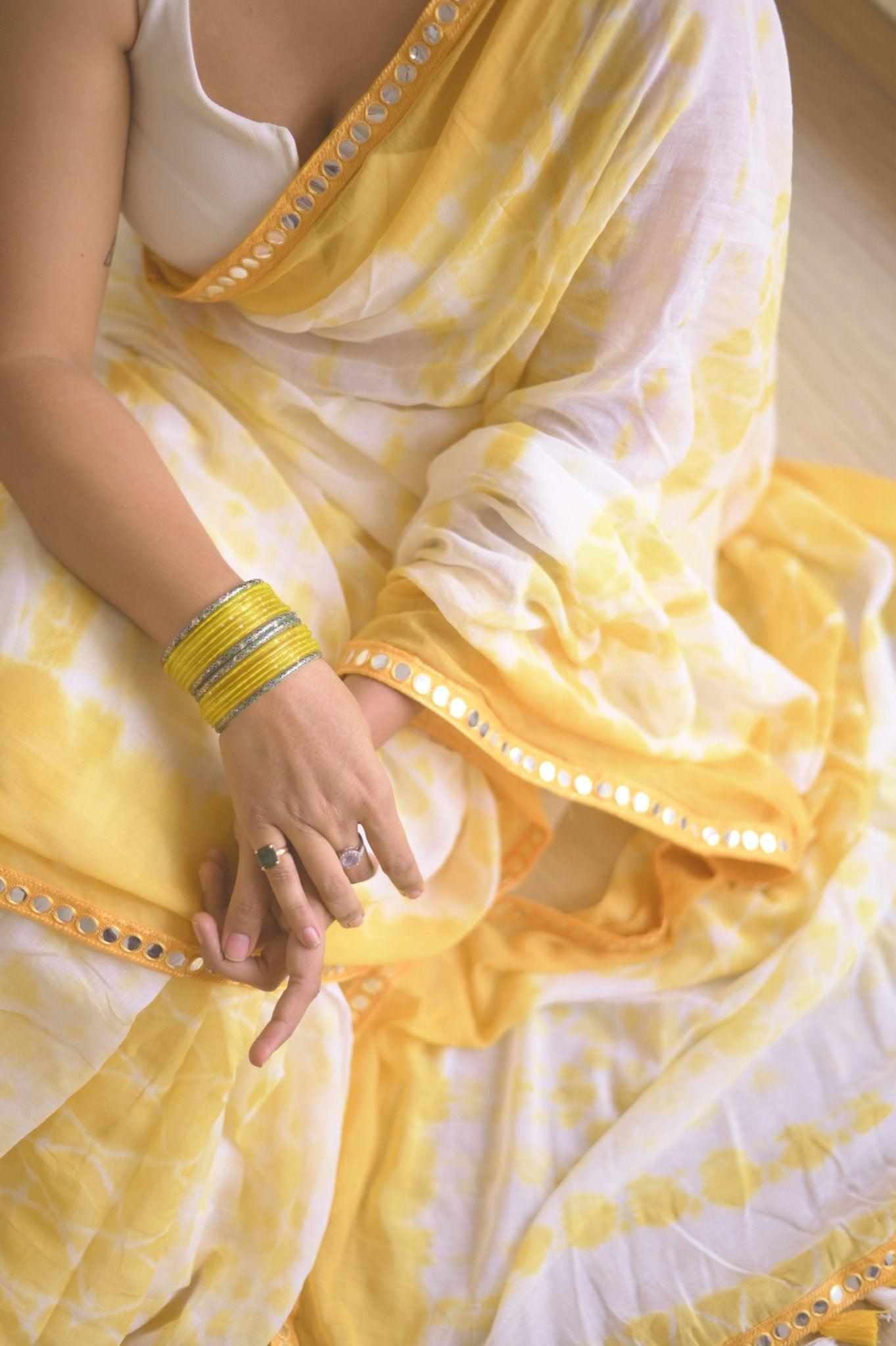 Alphonso Shibori Mul Saree - Mayin India