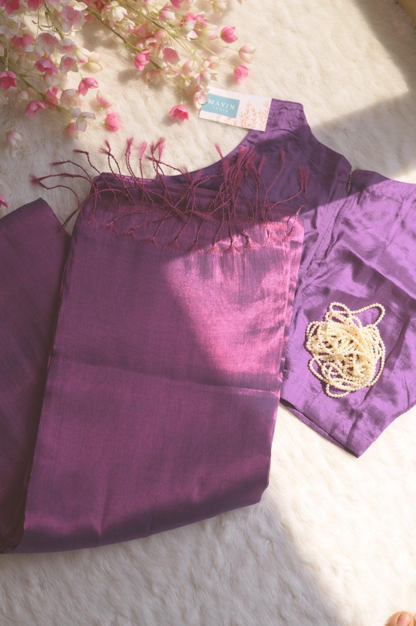 Amethyst Starlight Mul Tissue Saree - Mayin India