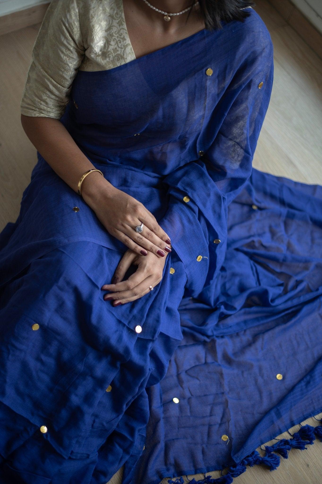 Bleu Belle Mul Saree - Mayin India