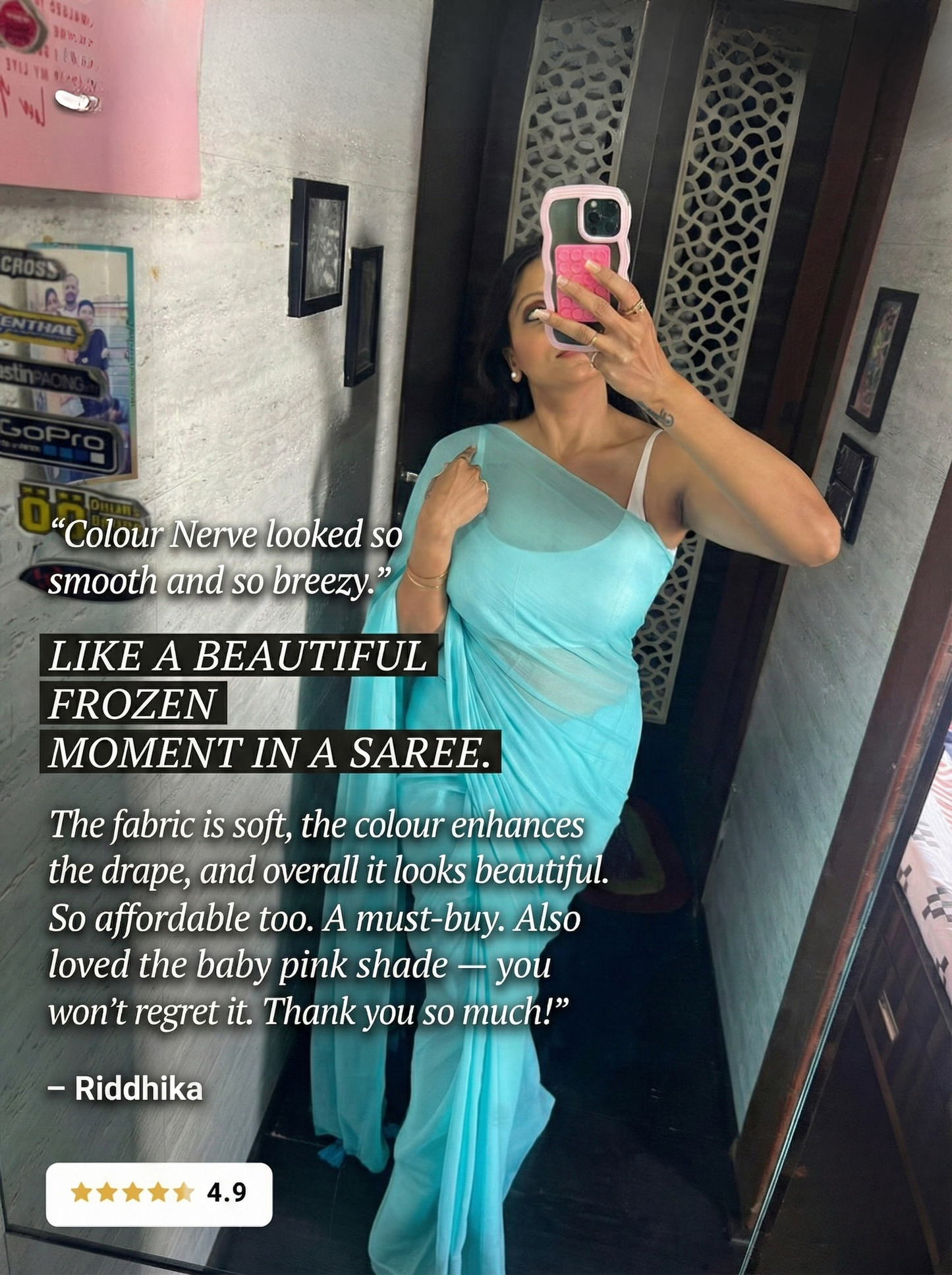 Powder Blue Mul Saree