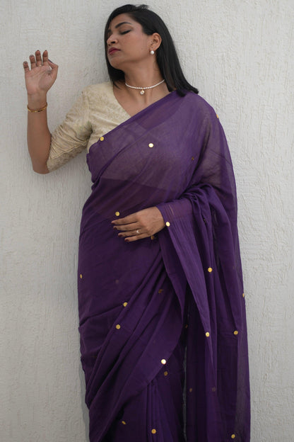 Purple Potion Mul Saree - Mayin India 