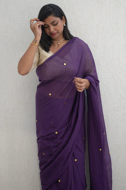 Purple Potion Mul Saree - Mayin India 