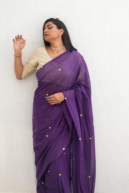 Purple Potion Mul Saree - Mayin India 