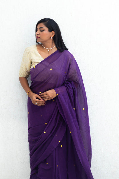 Purple Potion Mul Saree - Mayin India 