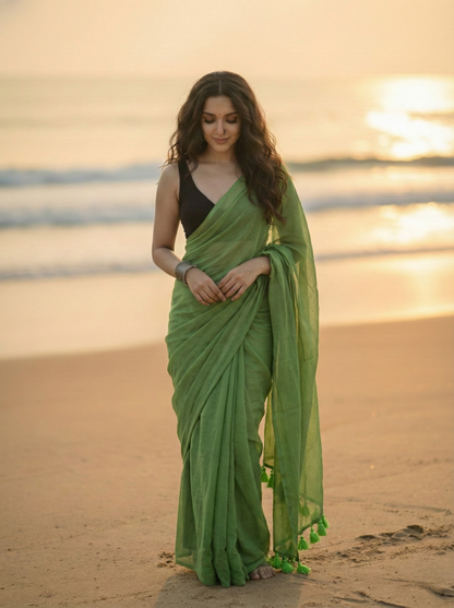 Stone Sage Mulmul saree