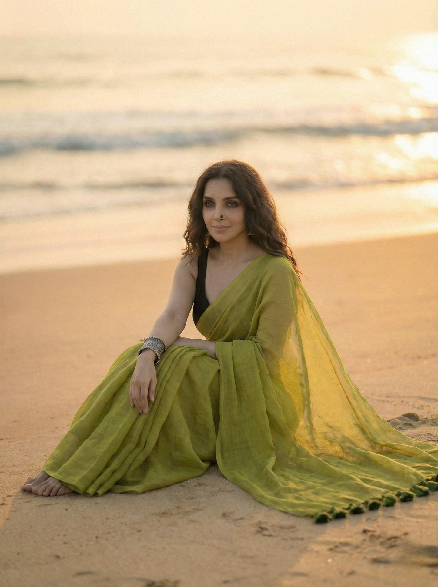 Olive Oasis Mul Saree