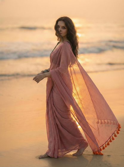 Mauve Melody Mul Saree