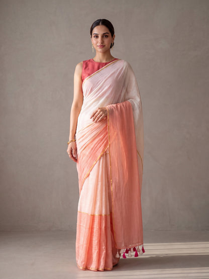 Raabta - Pink Striped Mul Cotton Zari Saree