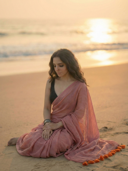 Mauve Melody Mul Saree