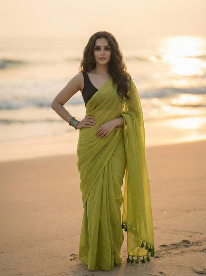 Olive Oasis Mul Saree