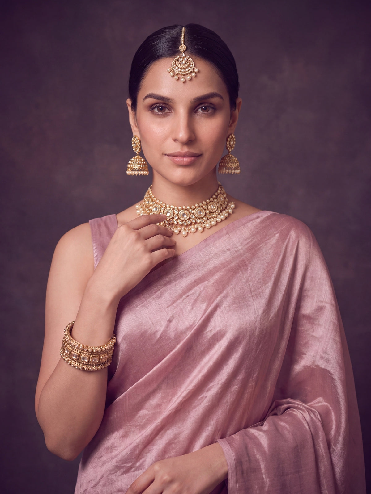 Rohini - Plain Pink Mul Cotton Tissue Saree
