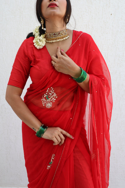 Suhaag Handembroidered Chiffon Saree
