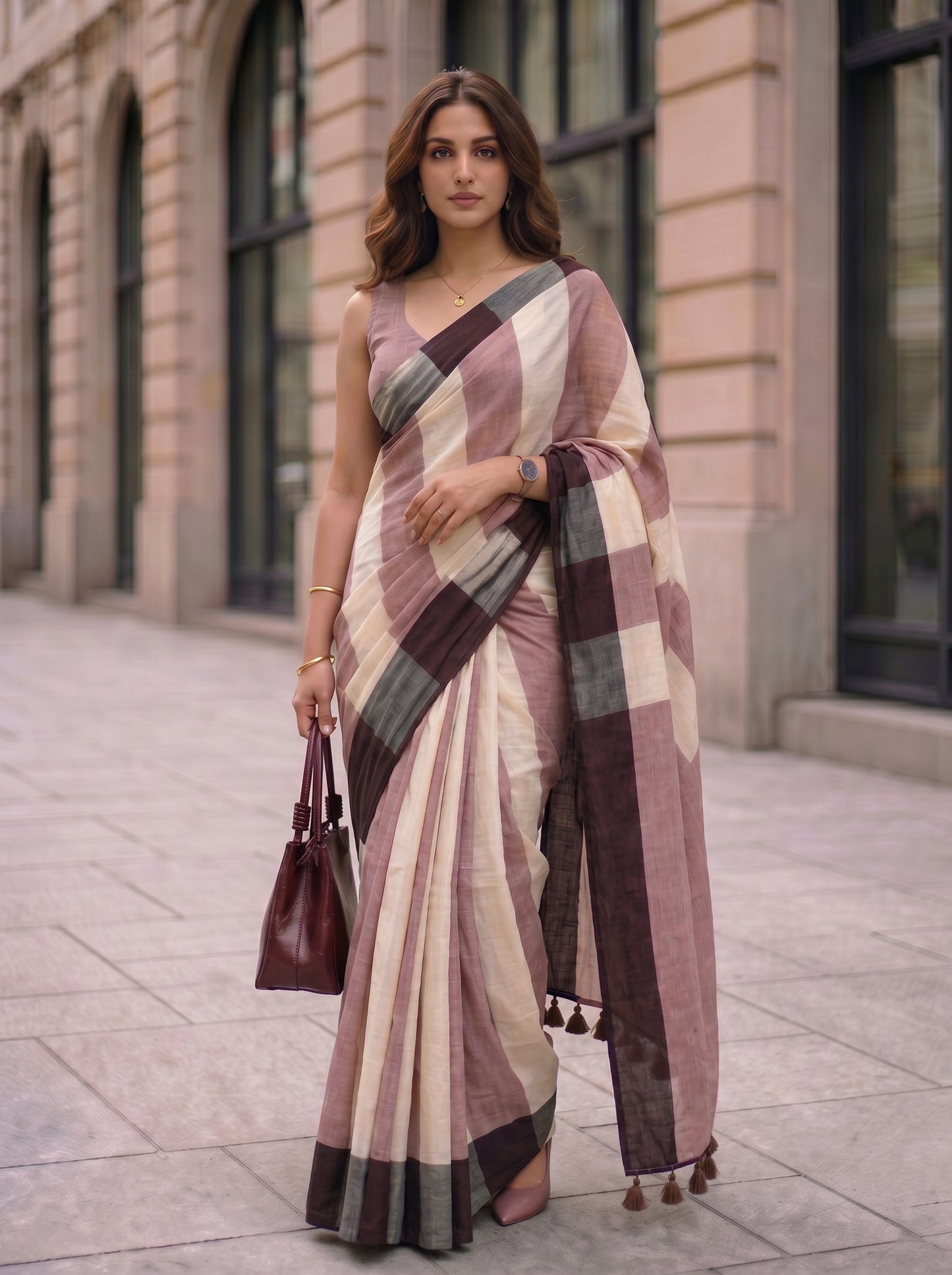 Chai Glaze Mul Modal Saree