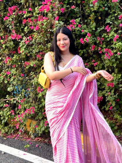 Blush Orchard mul cotton saree by MAYIN India