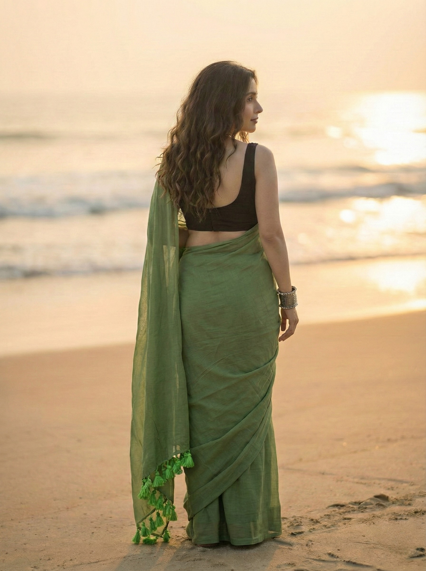 Stone Sage Mulmul saree