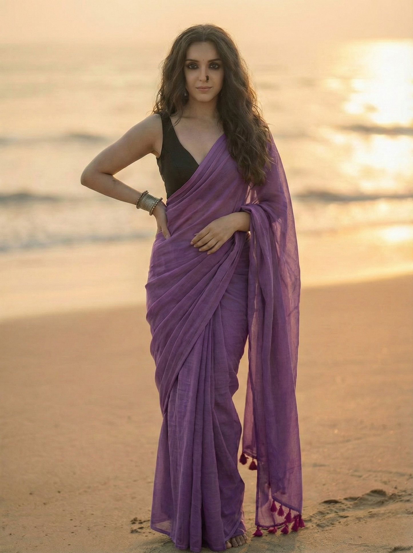 Twilight Bloom Mul Saree