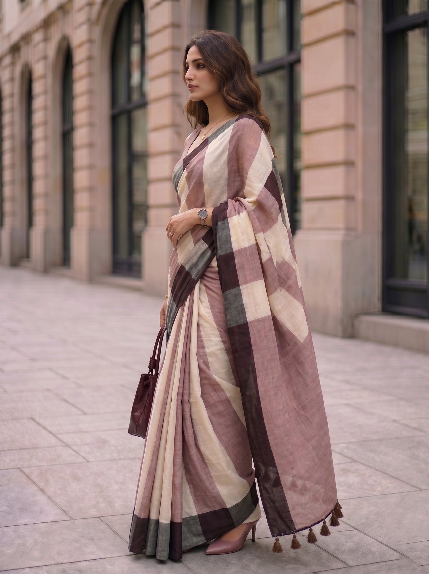 Chai Glaze Mul Modal Saree