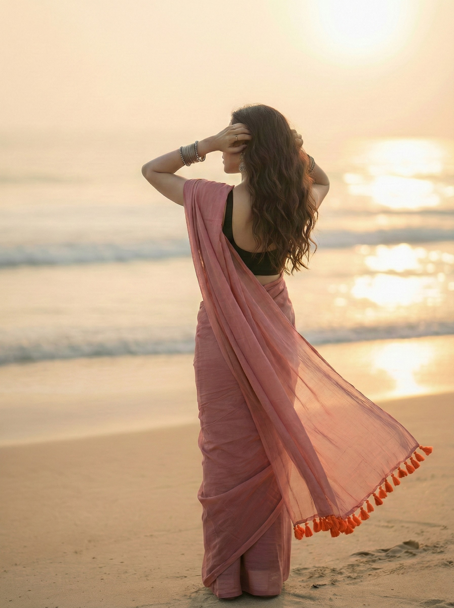 Mauve Melody Mul Saree