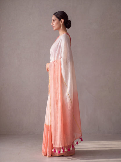 Raabta - Pink Striped Mul Cotton Zari Saree