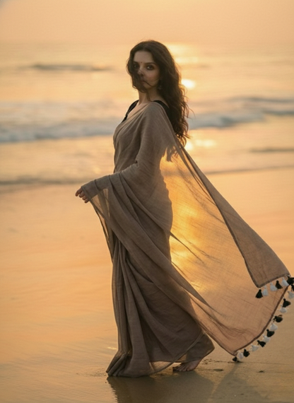 Toasted Almond Mul Saree