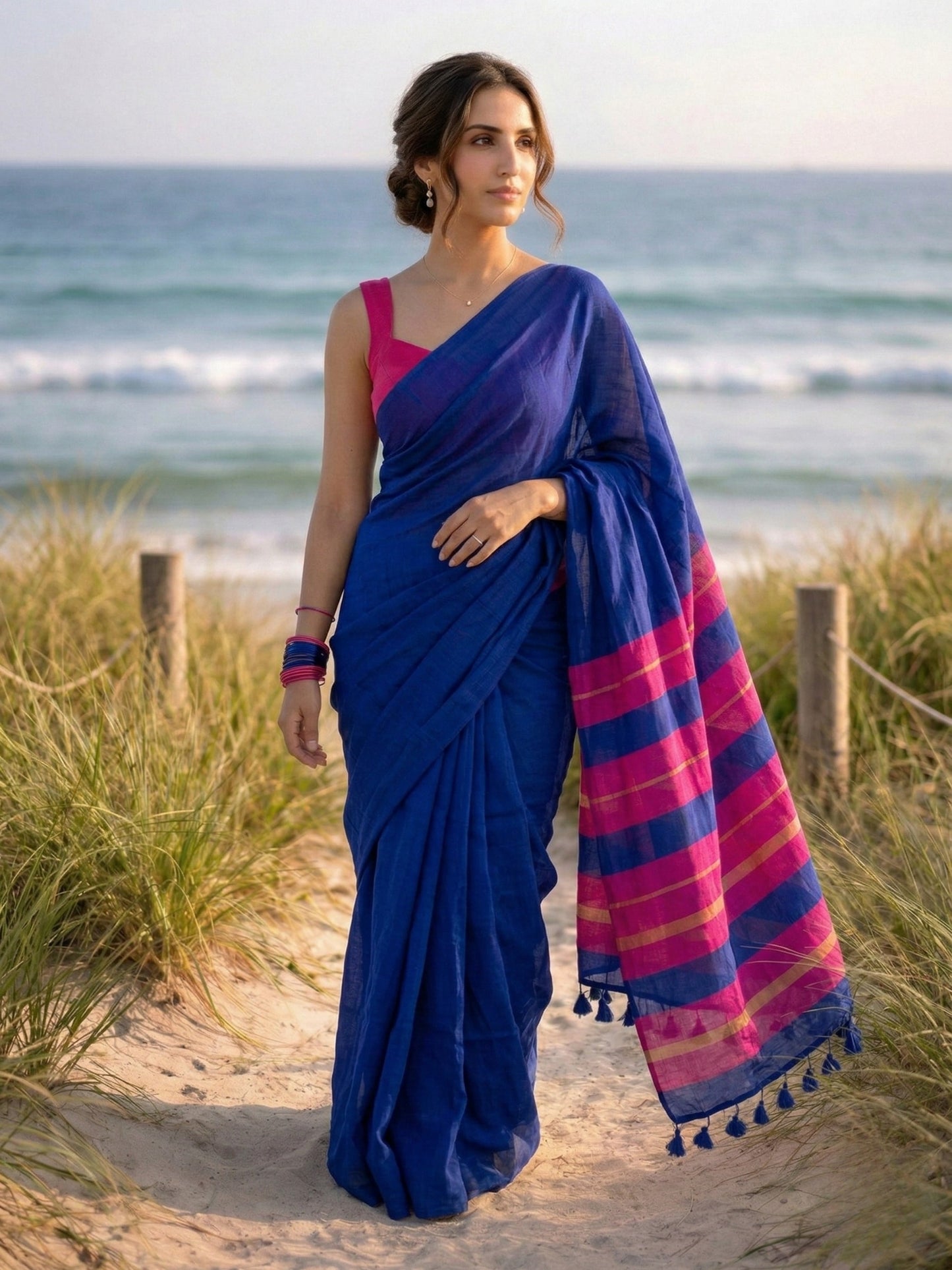 Inkstorm Acrylic Cotton Saree