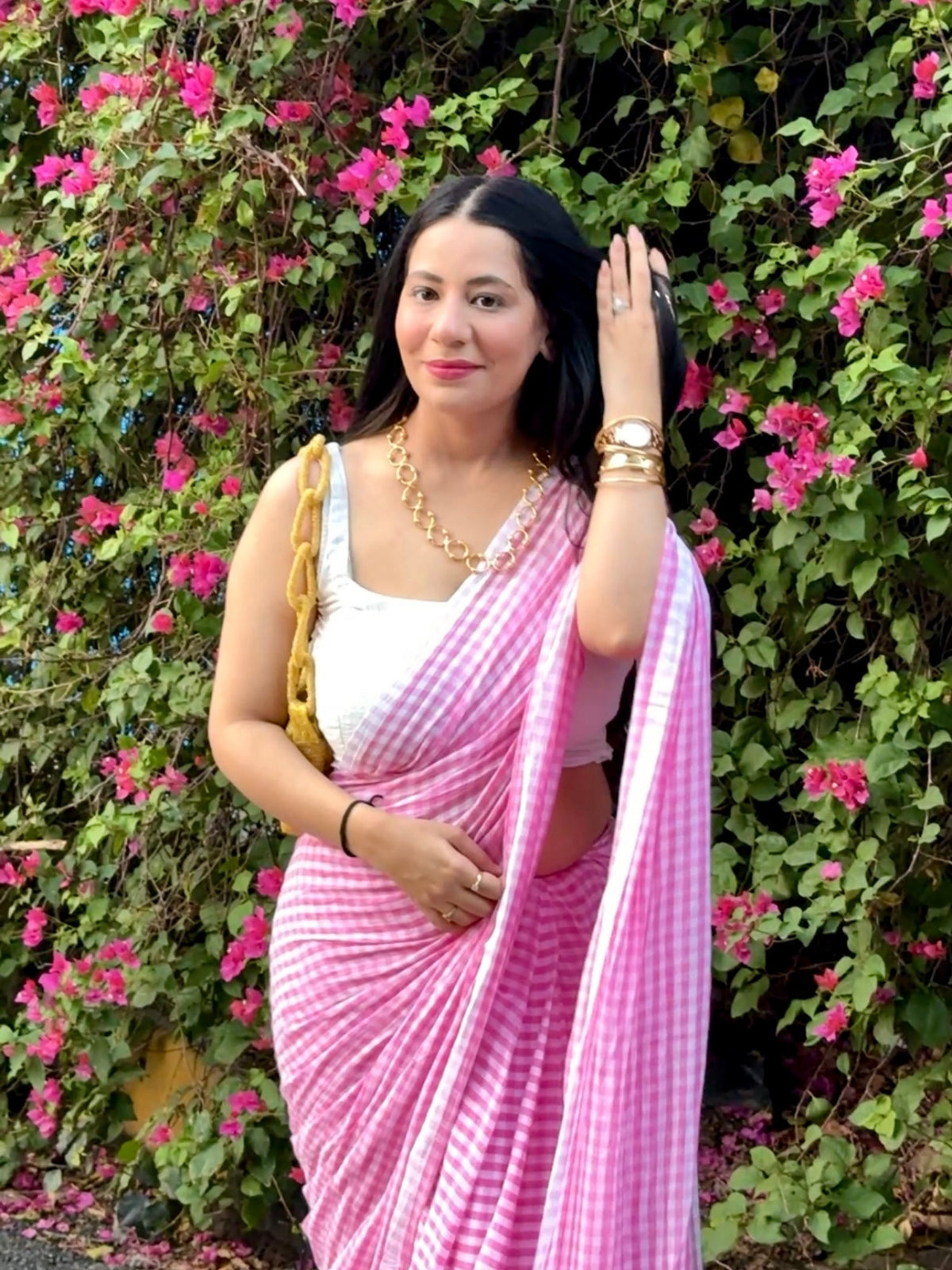 Blush Orchard mul cotton saree by MAYIN India