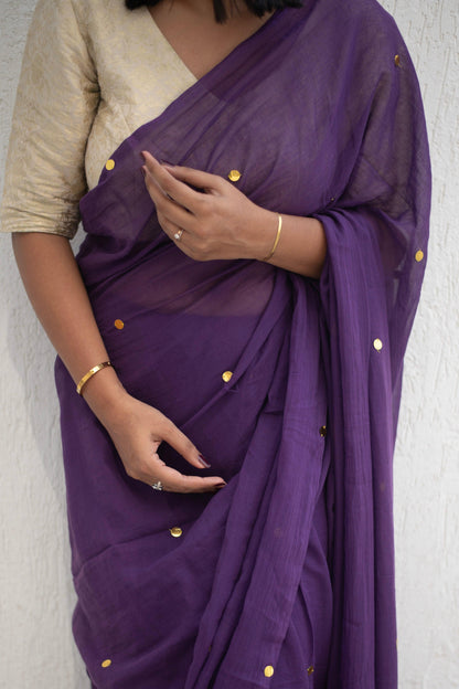 Purple Potion Mul Saree - Mayin India 