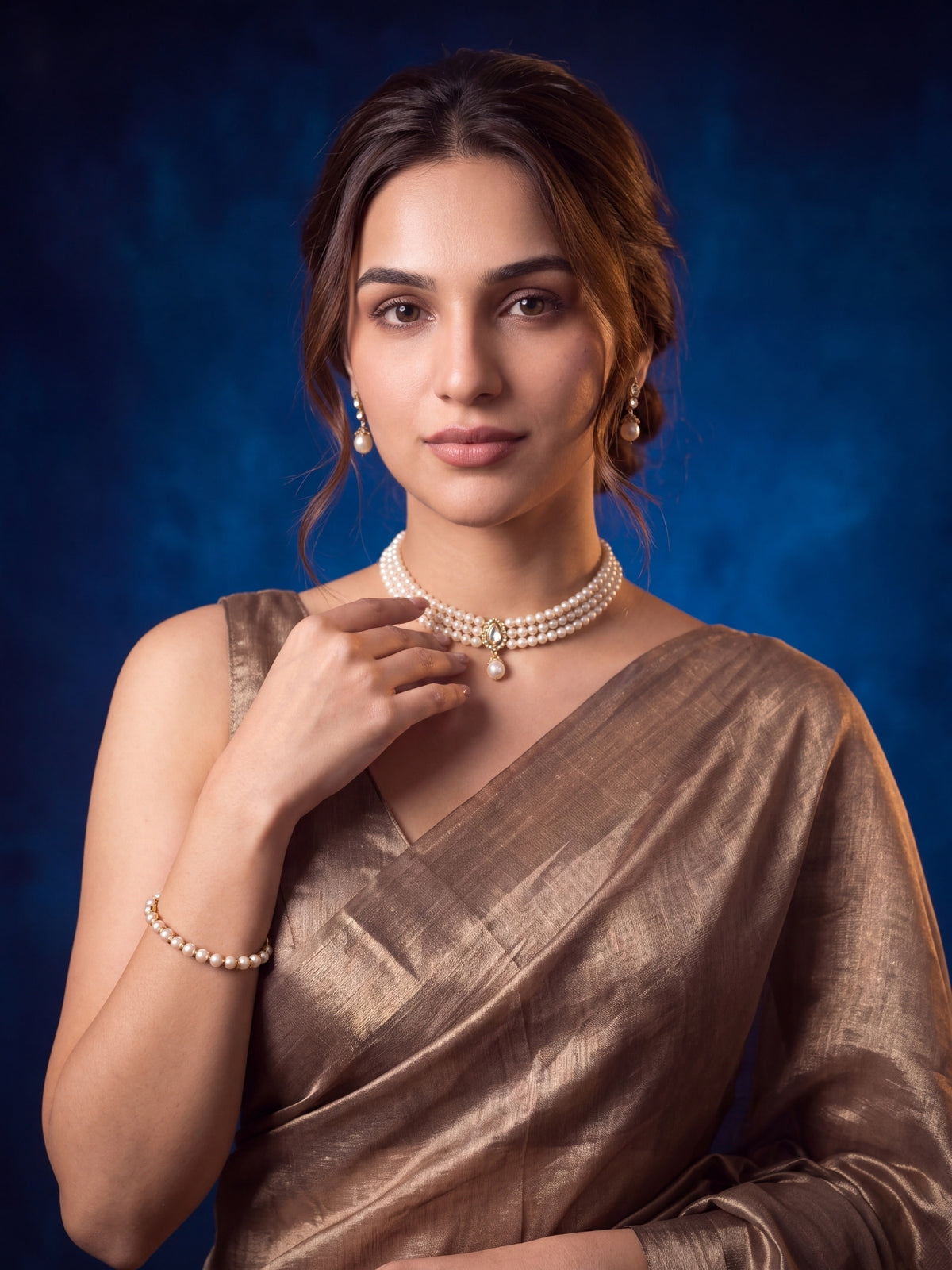 Ivara - Plain Bronze Handloom Tissue Saree