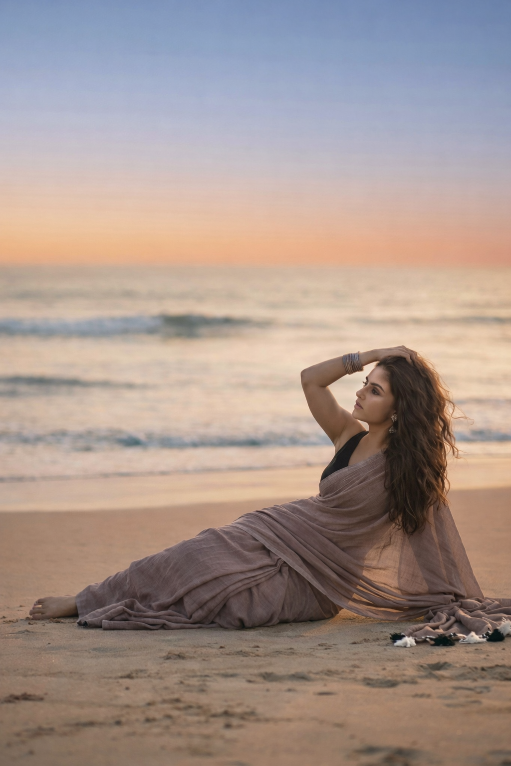 Toasted Almond - Plain Brown Mul Cotton Saree