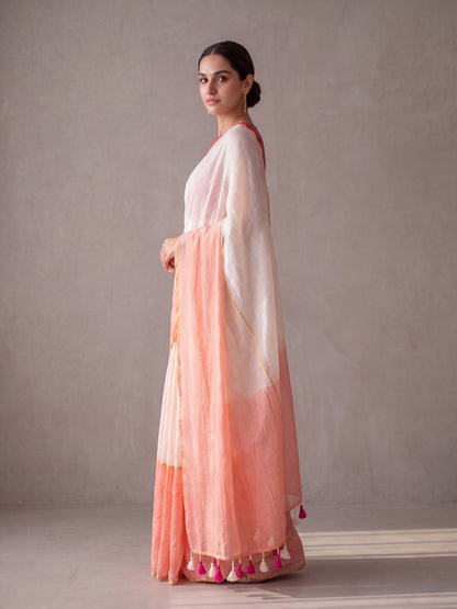 Raabta - Pink Striped Mul Cotton Zari Saree