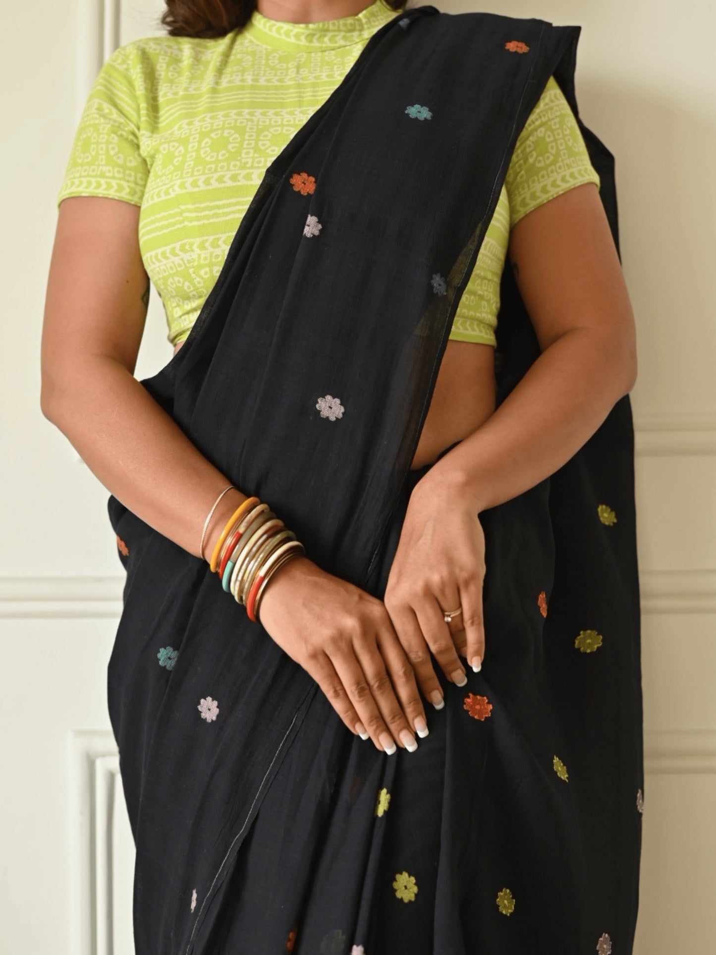 Bloom - Black Floral Original Dhakai Jamdani Saree