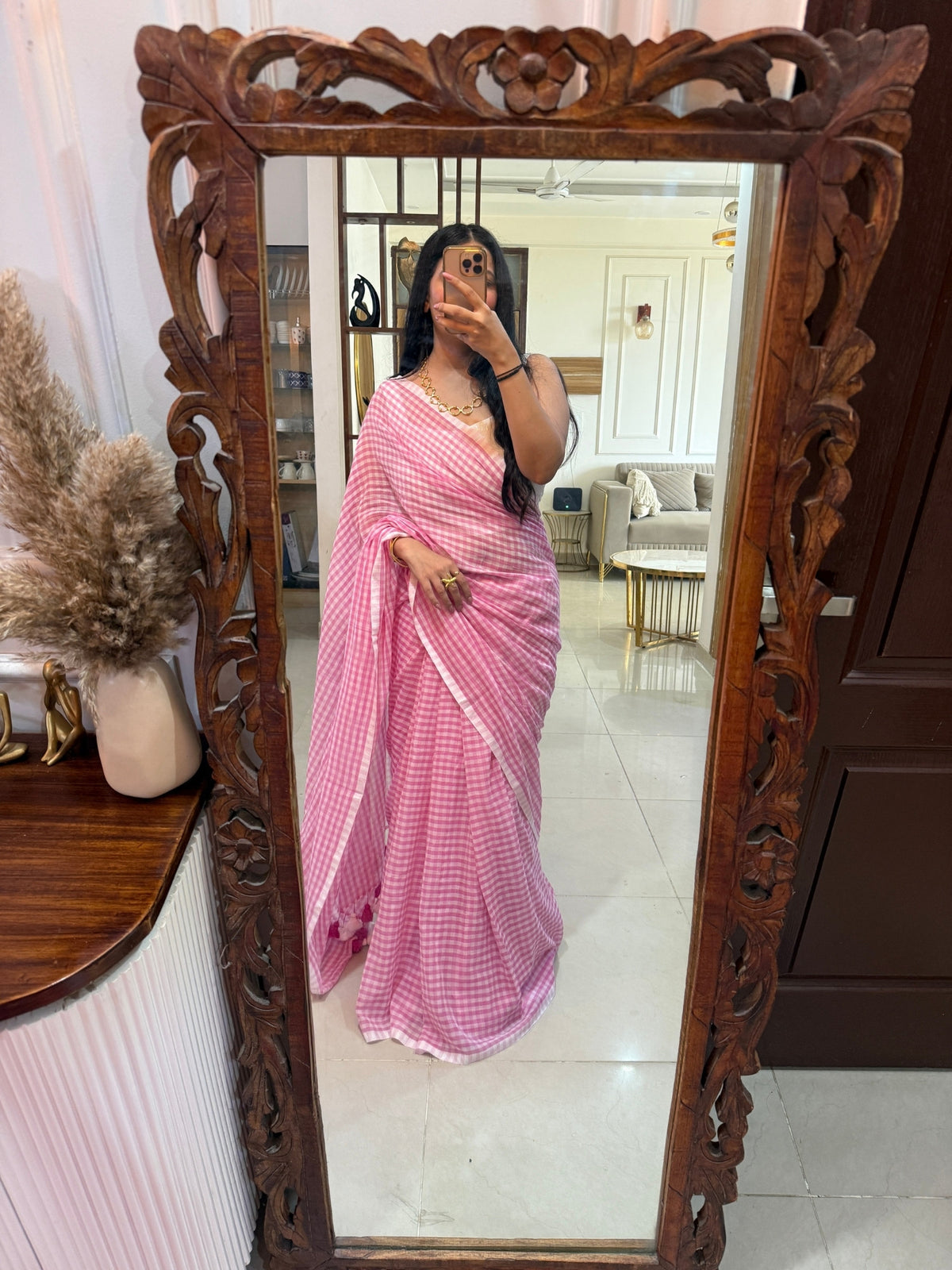 Blush Orchard mul cotton saree by MAYIN India