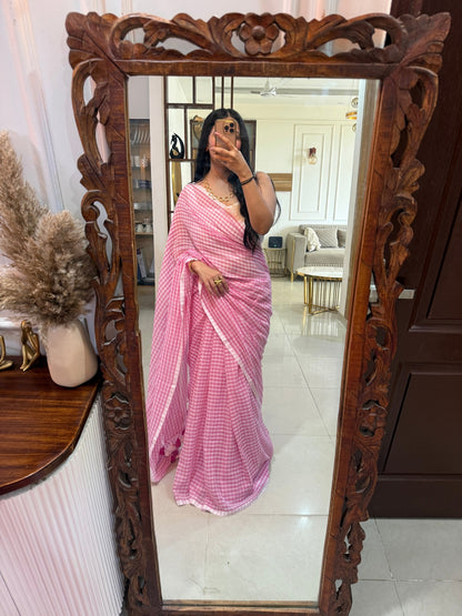 Blush Orchard mul cotton saree by MAYIN India