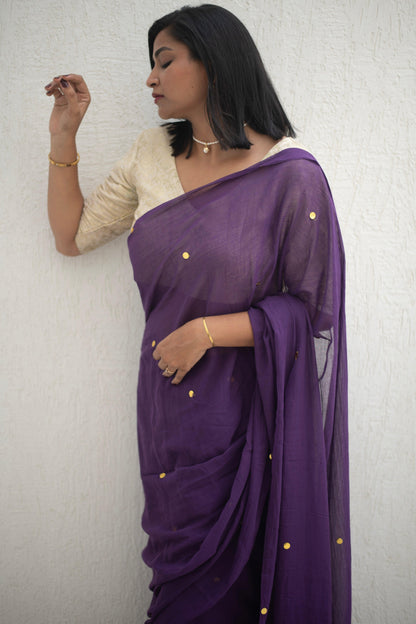Purple Potion Mul Saree - Mayin India 
